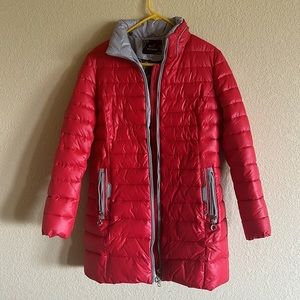 Red and Gray European Puffer Coat Size XL